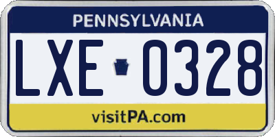 PA license plate LXE0328