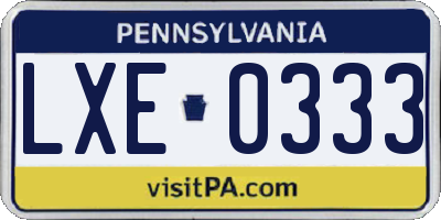 PA license plate LXE0333