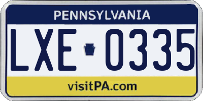 PA license plate LXE0335