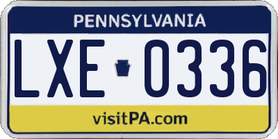 PA license plate LXE0336