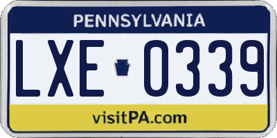 PA license plate LXE0339