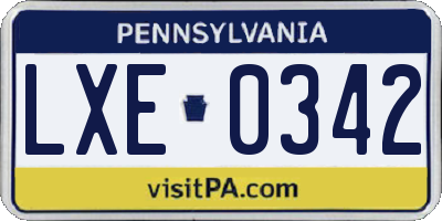 PA license plate LXE0342