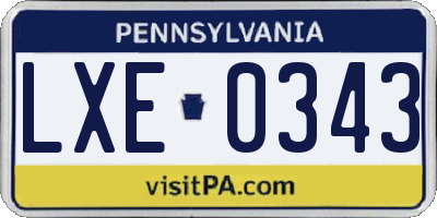 PA license plate LXE0343