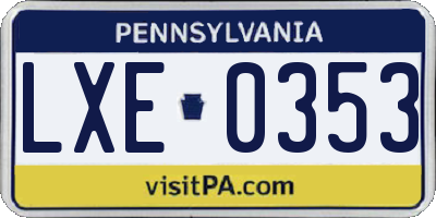 PA license plate LXE0353