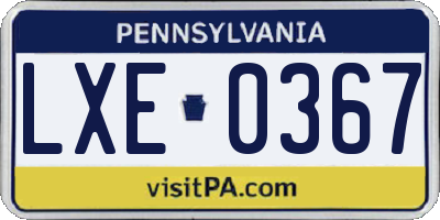 PA license plate LXE0367
