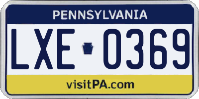 PA license plate LXE0369