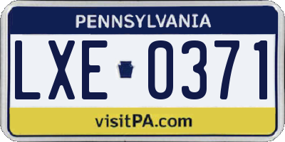 PA license plate LXE0371
