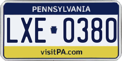 PA license plate LXE0380