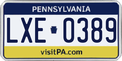 PA license plate LXE0389