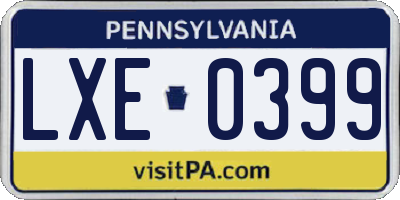PA license plate LXE0399