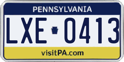 PA license plate LXE0413