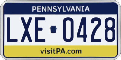 PA license plate LXE0428