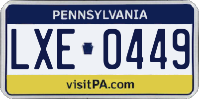PA license plate LXE0449