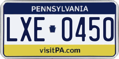 PA license plate LXE0450
