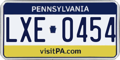PA license plate LXE0454