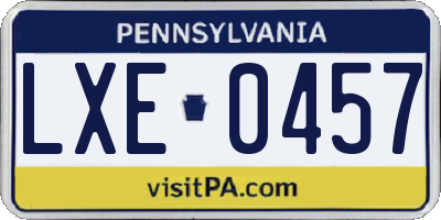 PA license plate LXE0457