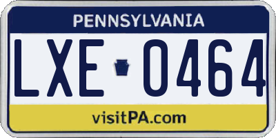 PA license plate LXE0464