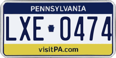 PA license plate LXE0474