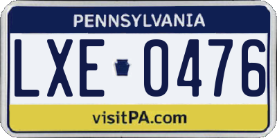 PA license plate LXE0476