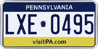 PA license plate LXE0495
