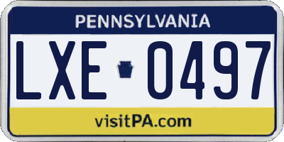 PA license plate LXE0497