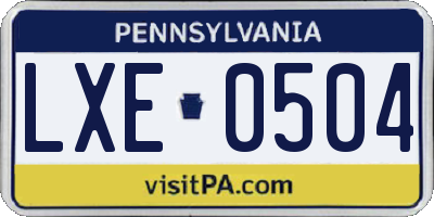 PA license plate LXE0504