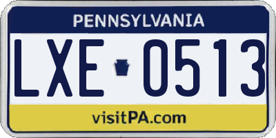 PA license plate LXE0513