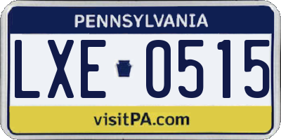 PA license plate LXE0515