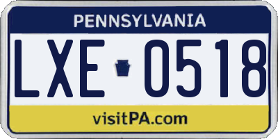 PA license plate LXE0518