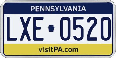 PA license plate LXE0520