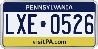 PA license plate LXE0526