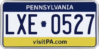 PA license plate LXE0527