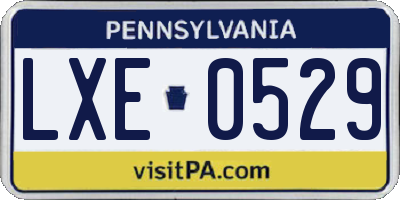 PA license plate LXE0529