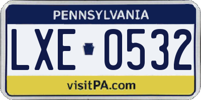 PA license plate LXE0532