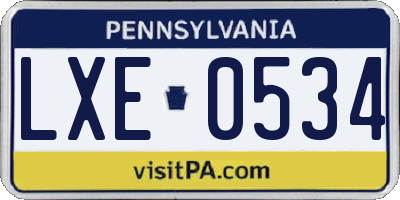 PA license plate LXE0534