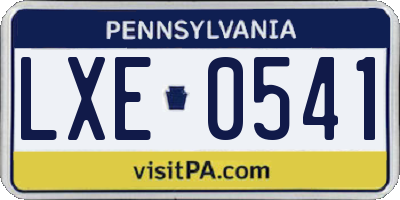 PA license plate LXE0541