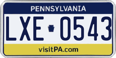 PA license plate LXE0543