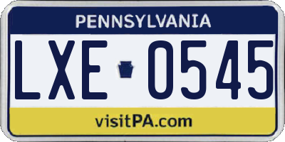 PA license plate LXE0545