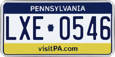 PA license plate LXE0546