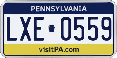 PA license plate LXE0559
