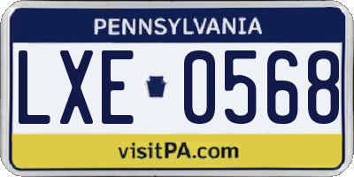 PA license plate LXE0568