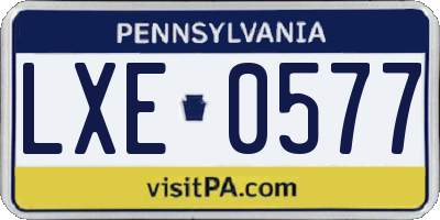 PA license plate LXE0577