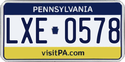 PA license plate LXE0578