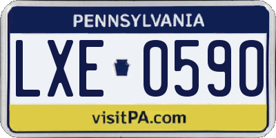 PA license plate LXE0590