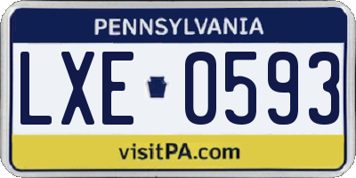 PA license plate LXE0593