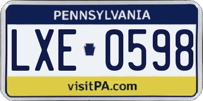 PA license plate LXE0598