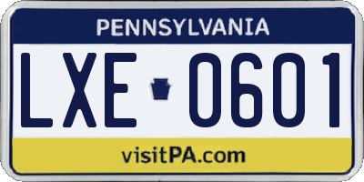 PA license plate LXE0601