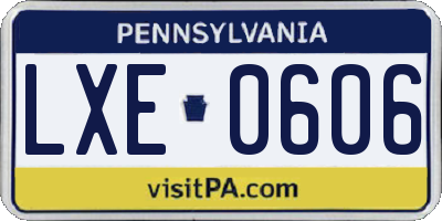 PA license plate LXE0606