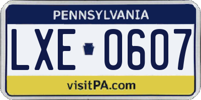PA license plate LXE0607