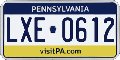 PA license plate LXE0612